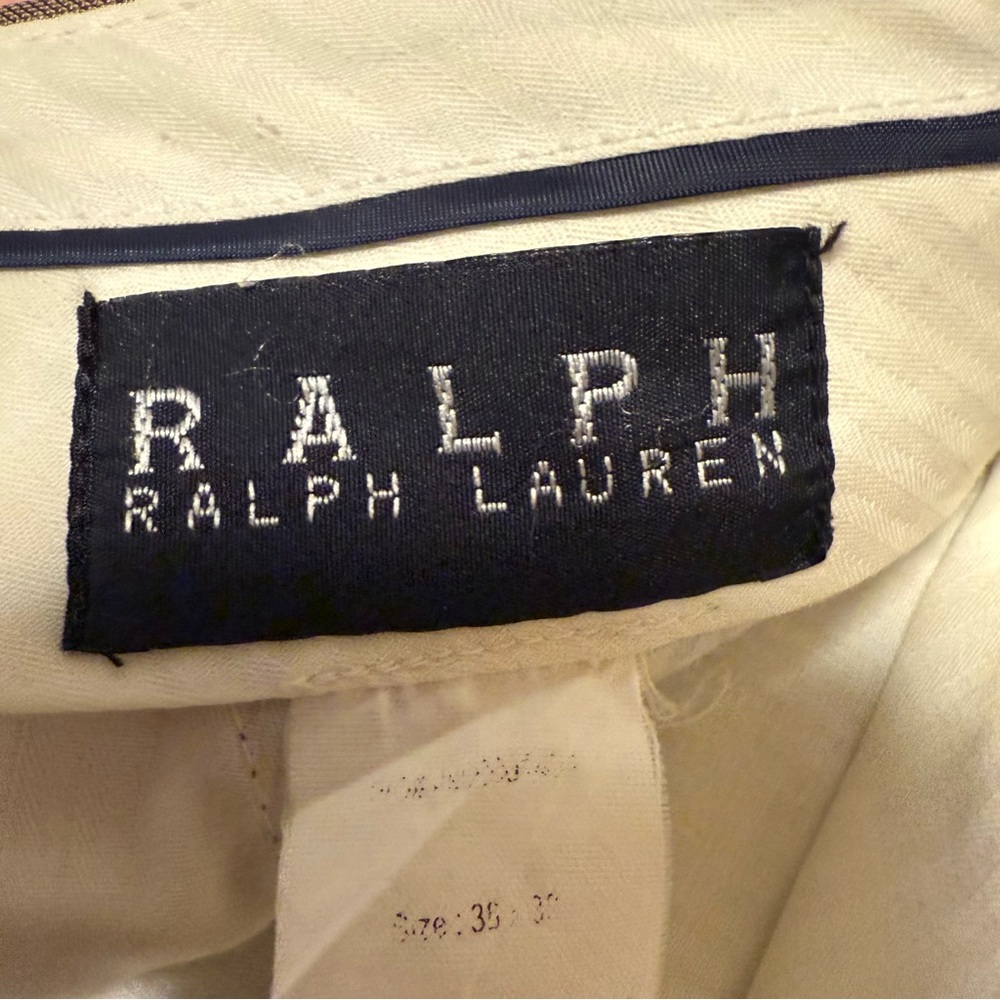 Ralph Lauren Dress Pants Pleated Front Cuffed Hem‎ Brown w/ Blue Pinstripe 38/32 - Picture 7 of 9